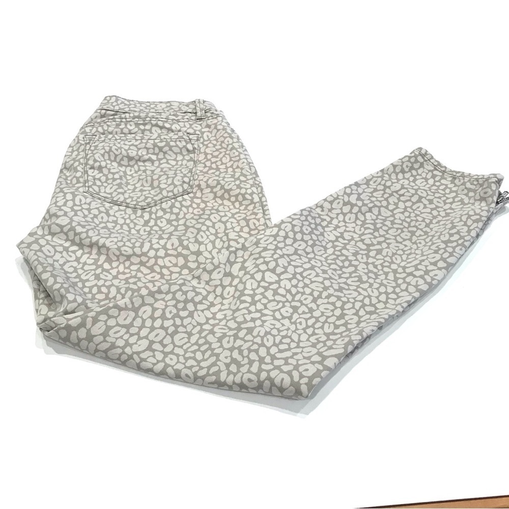 Loft Sz 4 27 Pants Beige Modern Skinny Ankle Zip Stretch Giraffe Animal Pattern